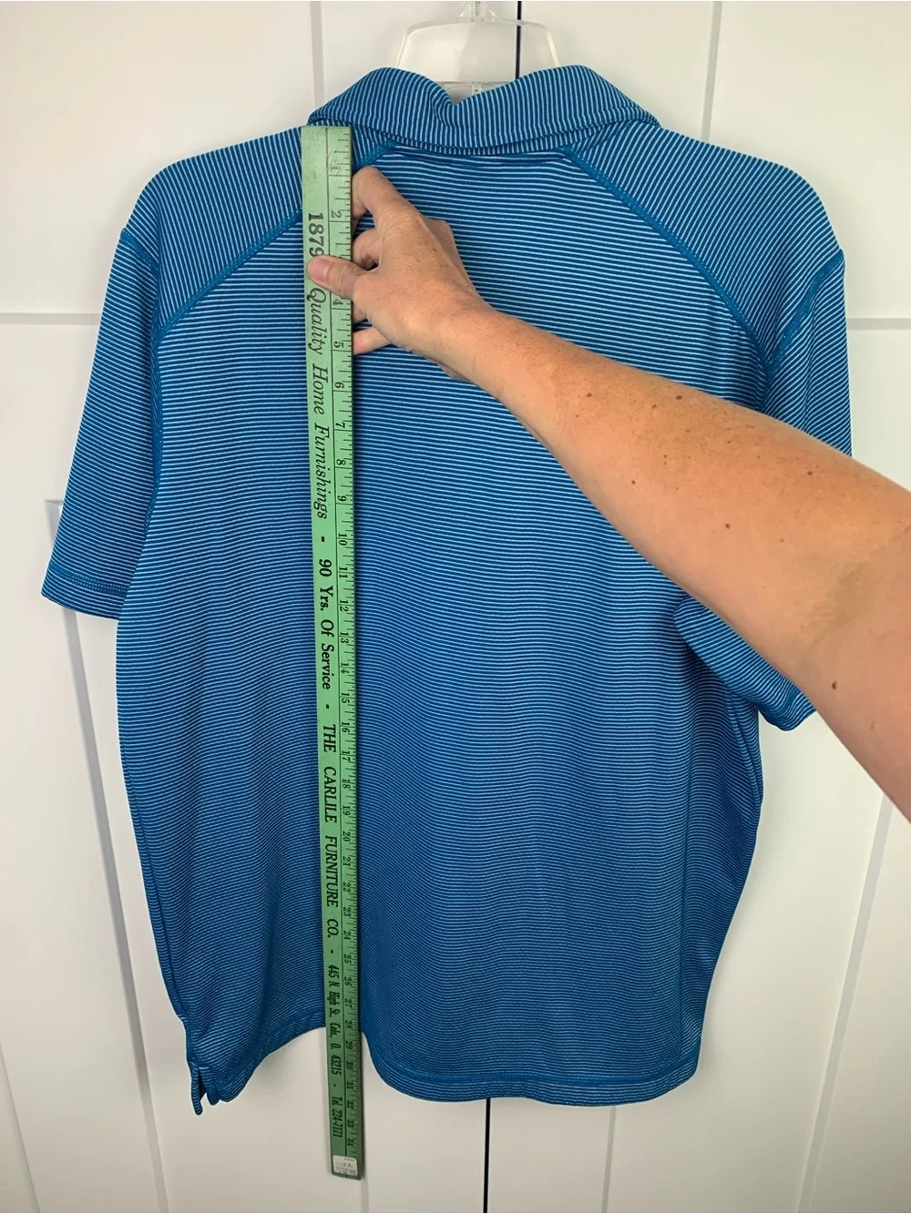 The North Face Men's L Blue White Striped Short Sleeve Polo Golf Shirt Preppy
